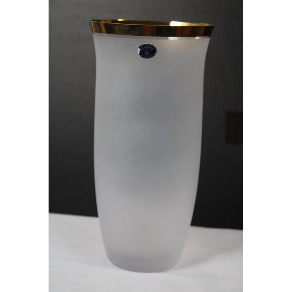 Bohemia Czech Republic Handmade Frosted Glass Vase